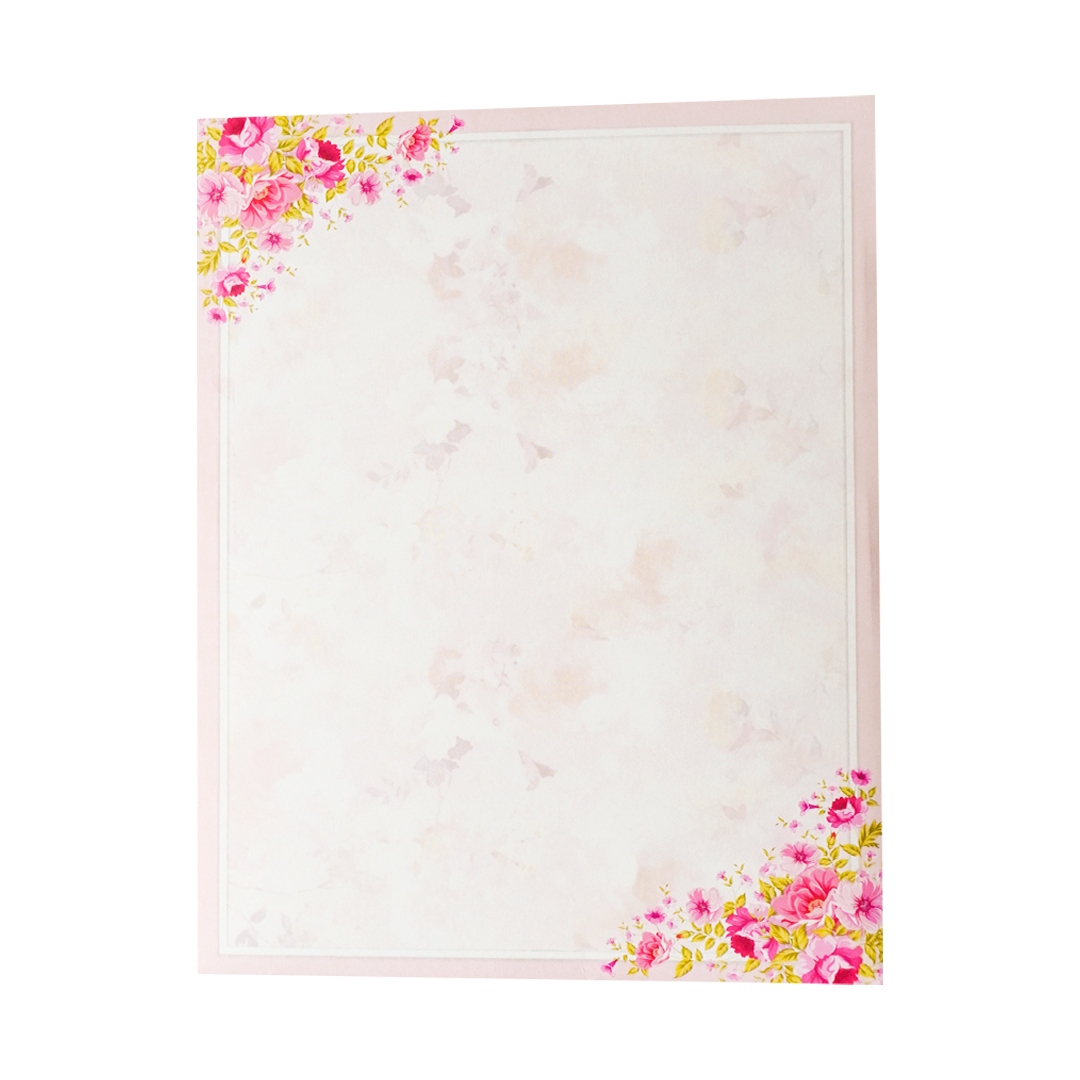 Classic Pink Floral Wedding Card-KNKJ1149