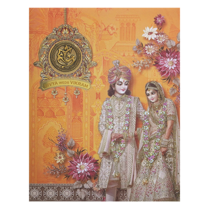 Orange Bride Groom Invitation Card-King of Cards