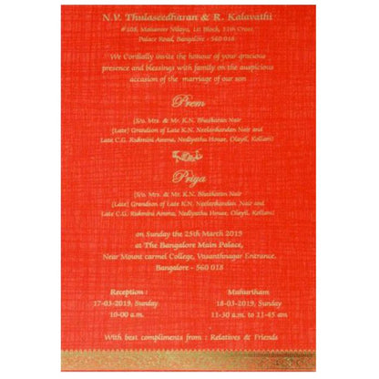 Orange Single Sheet Invitation Card-King of Cards