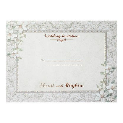 Silver Floral Padded Wedding Card-KSI64030