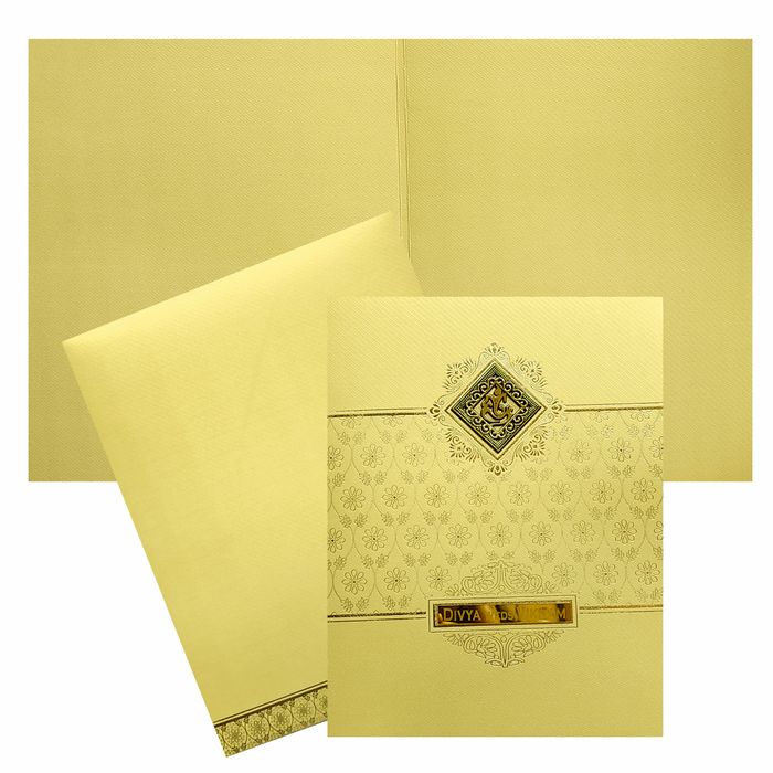 Gold Ganesha Floral Wedding Card-King of Cards