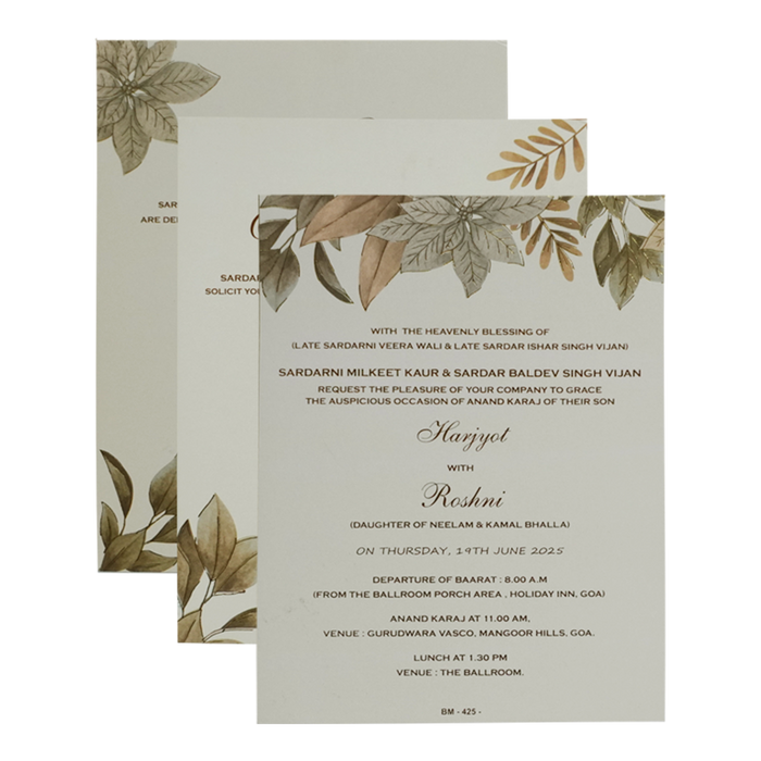 Cream Floral Padded Invitation Card-King of Cards