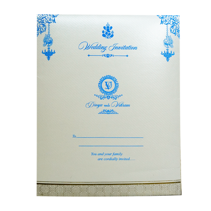 Metallic White Ganesha Wedding Card-King of Cards
