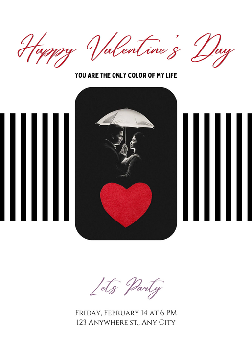 Red Umbrella Valentine s day Invitation-AAVAl020
