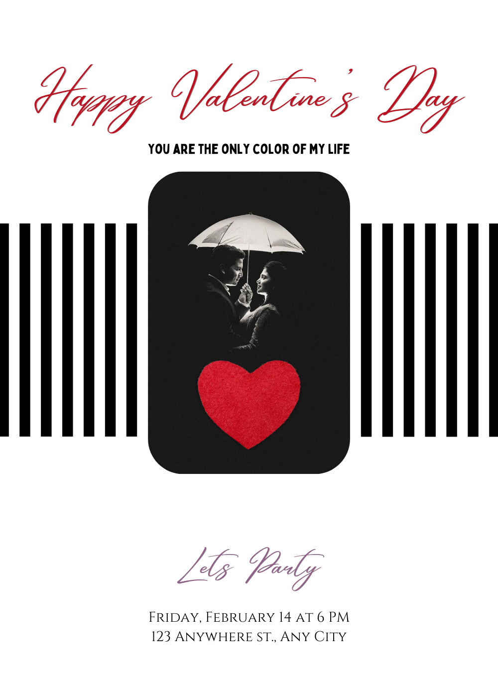 Red Umbrella Valentine s day Invitation-AAVAl020