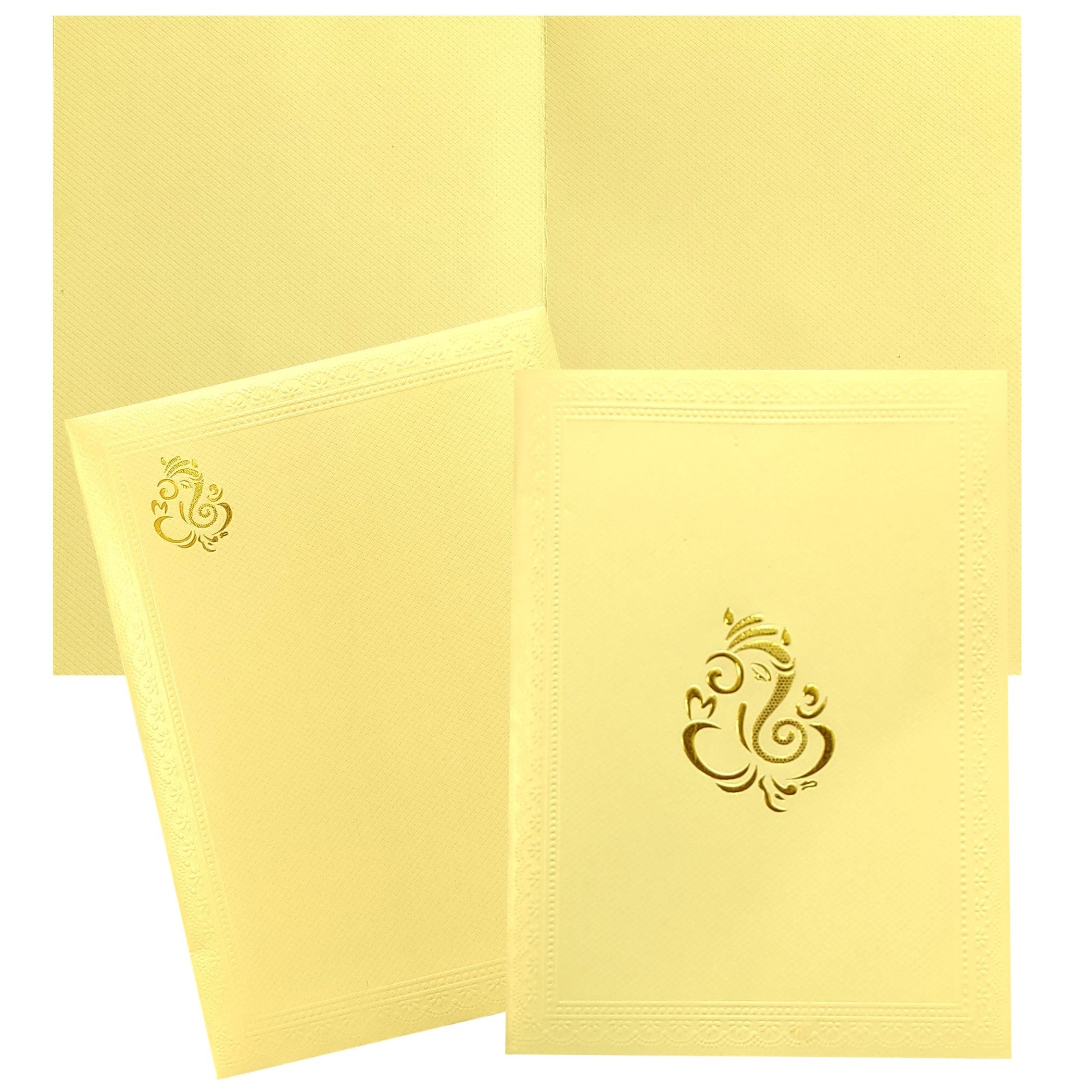 Cream Shading With Gold Ganesha Wedding Card- KNK1672