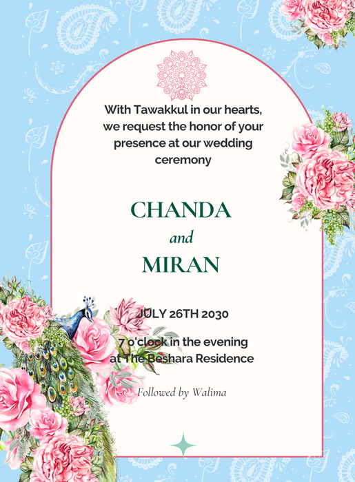 Pink Peacock Muslim Wedding-King of Cards