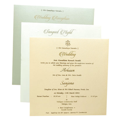 Green Embossed Padded Invitation Card-KRC29841