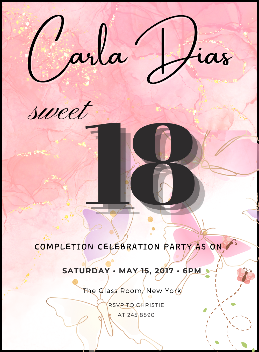 Pink Butterfly Sweet 18-AAEIG004