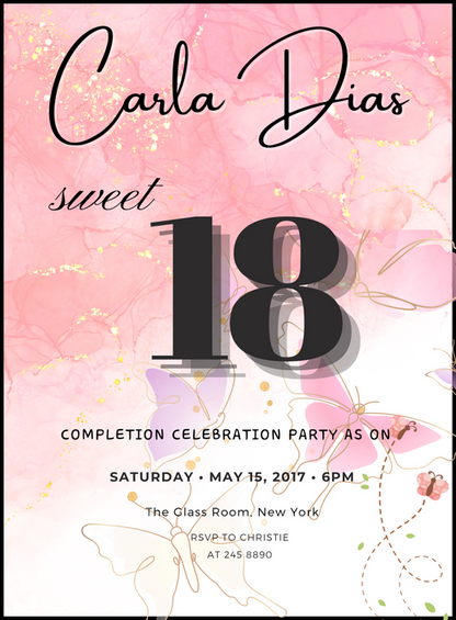 Pink Butterfly Sweet 18-AAEIG004