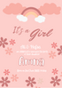 Pink Floral Design Baby Birth Announcement Invitation-AABBA008