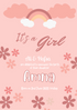 Pink Floral Design Baby Birth Announcement Invitation-King of Cards