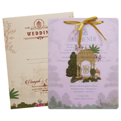 Pink Floral Theme Wedding Card  -  KNAL1401