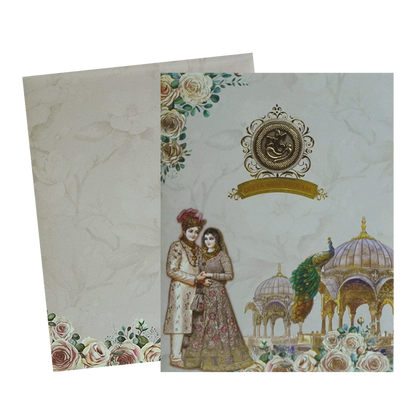 Crepe Pink Arch Wedding Card-King of Cards