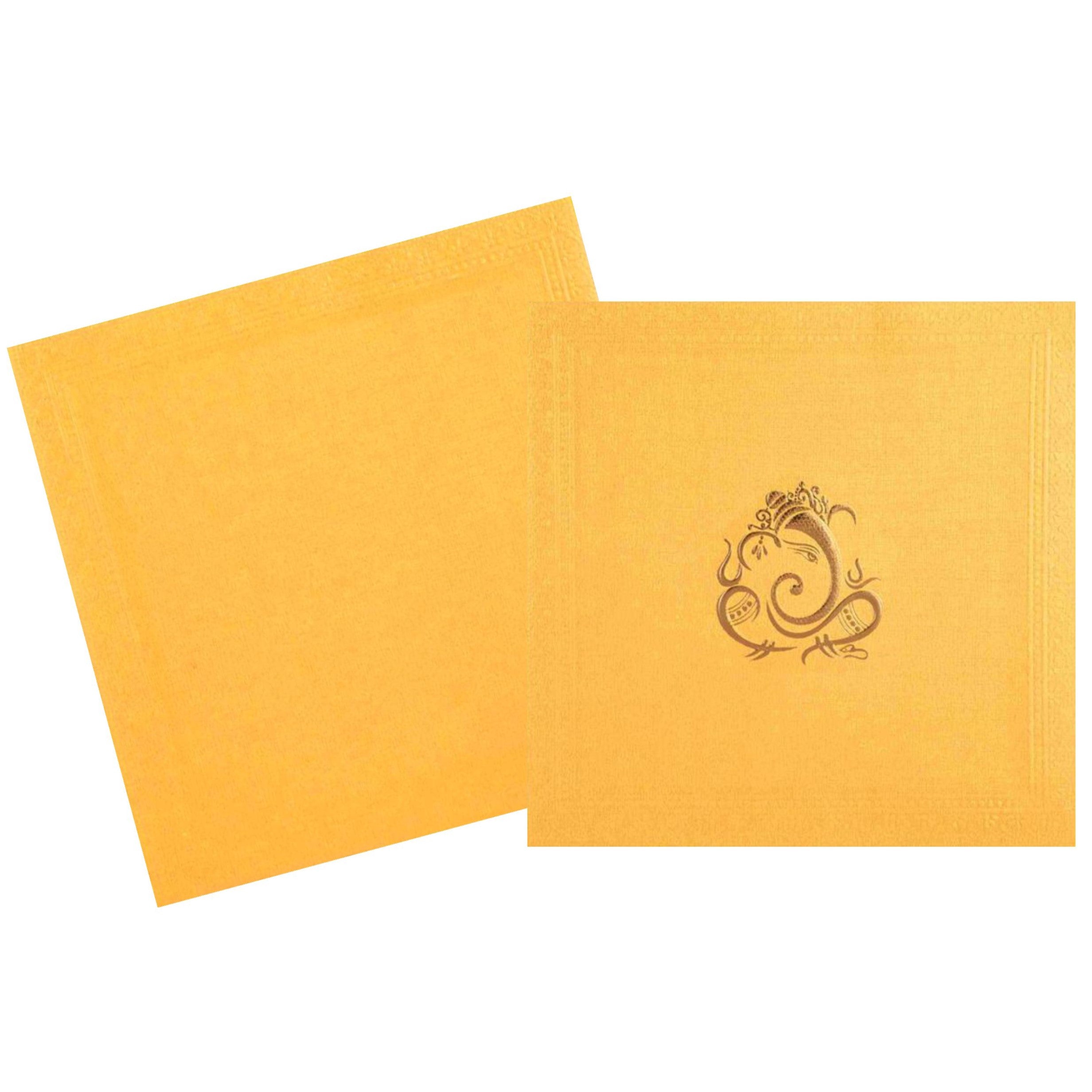 Lovely Embossed Ganesha With Gold Shading Wedding Card