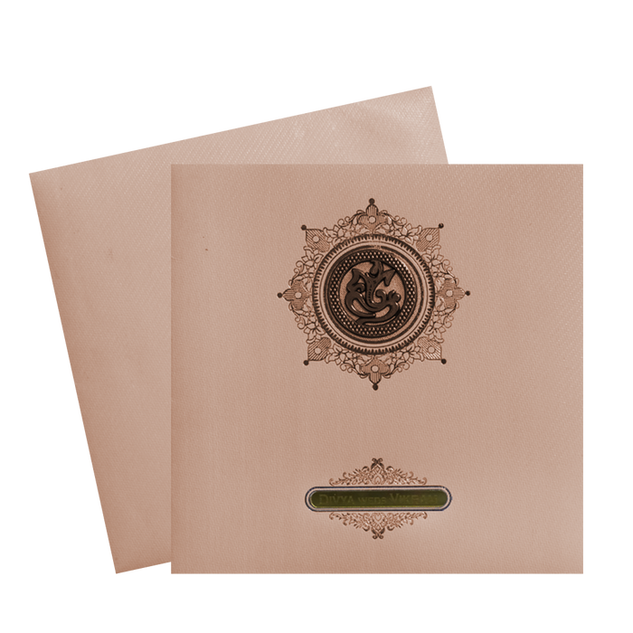 Pink Ganesha Nameplate Invitation Card-King of Cards