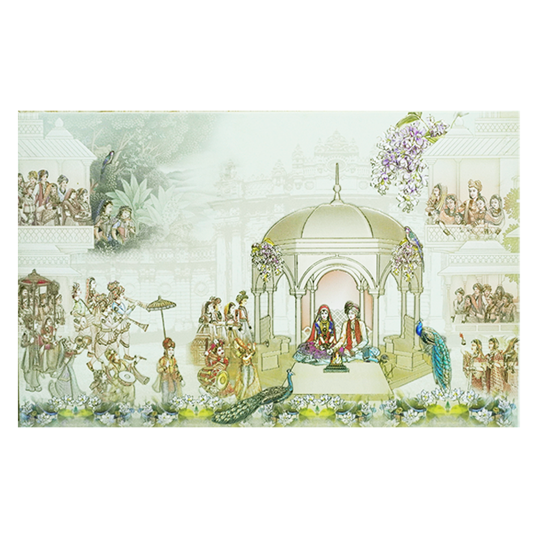 Lime Yellow Royal Traditional Wedding Card-KPR23860