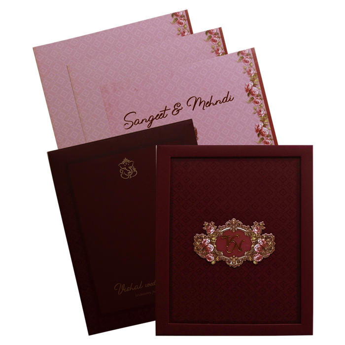 Dark Maroon Premium Invitation Card-King of Cards