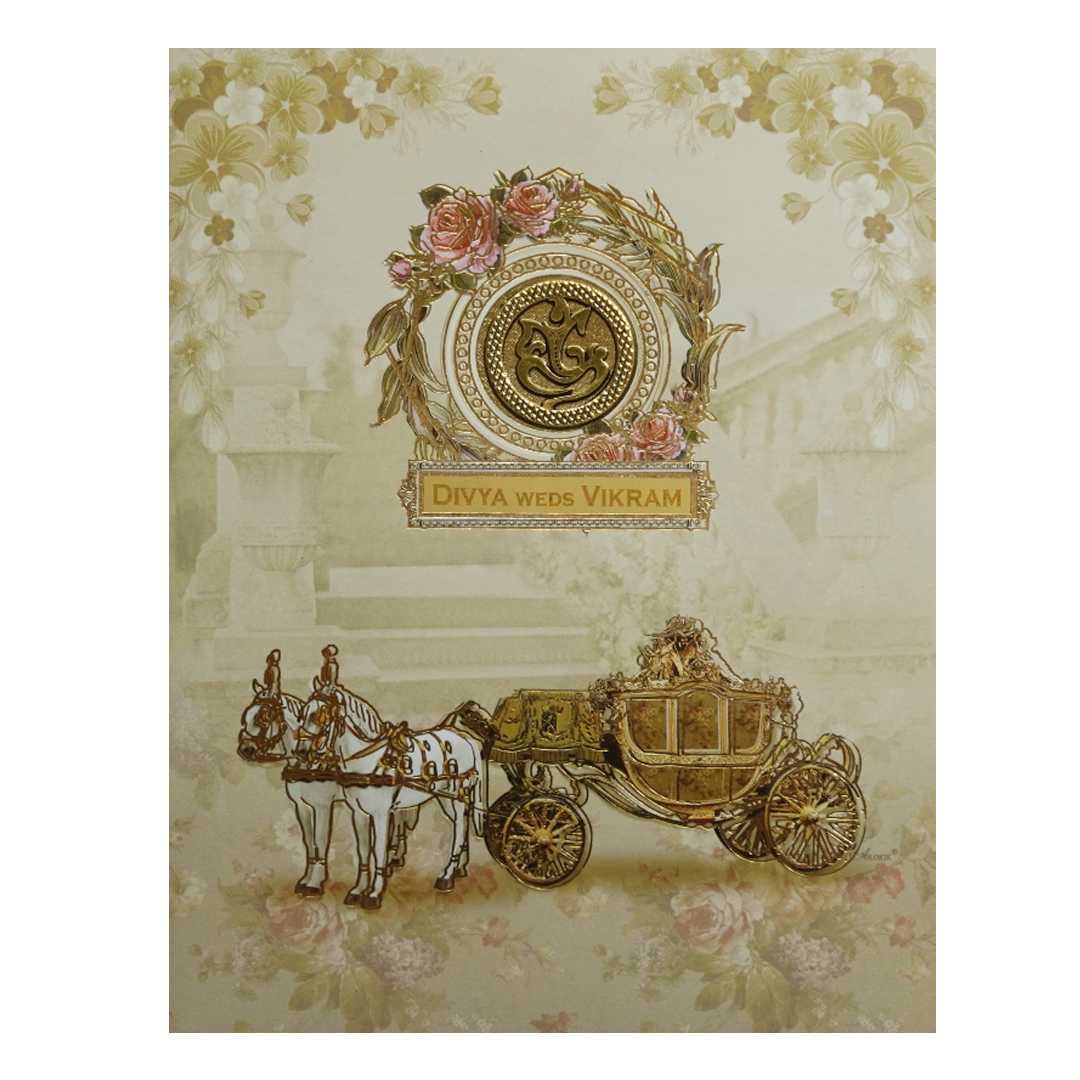 Pastel Green Chariot Nameplate Invitation Card-KNKJ1113