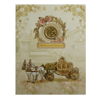 Pastel Green Chariot Nameplate Invitation Card-KNKJ1113