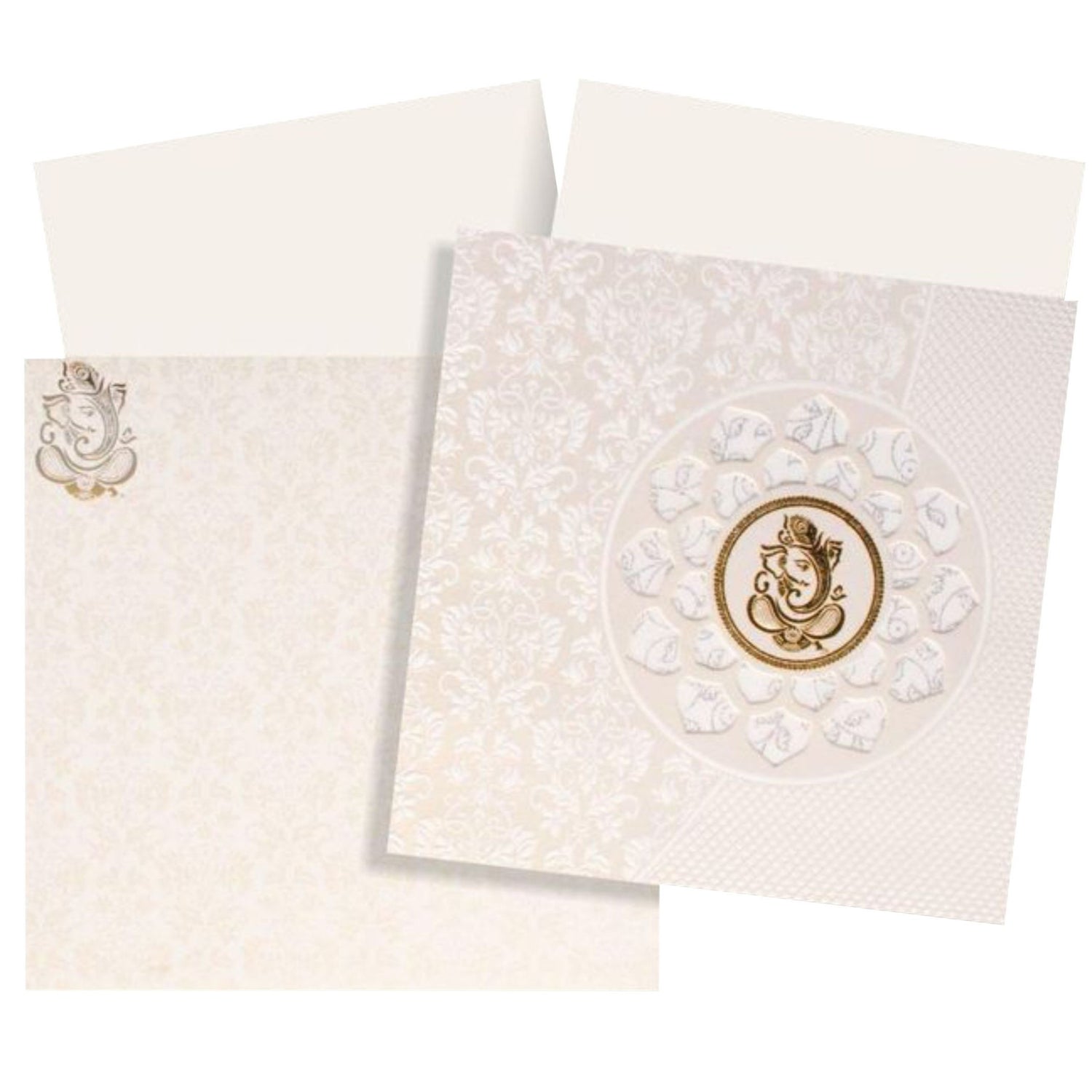 White Premium Screen Wedding Card With Ganesha-KNK924WG