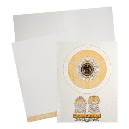 White Ganesha Balaji Wedding Card-KNJS2085Y