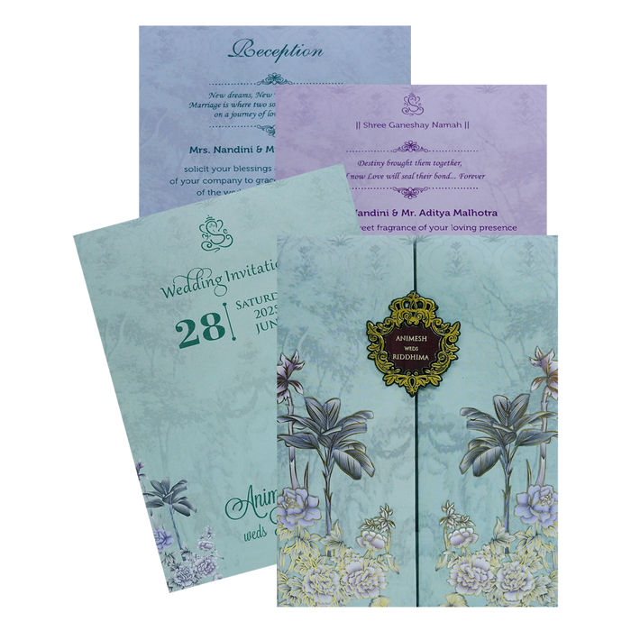 Pale Mint Green Padded Invitation-King of Cards