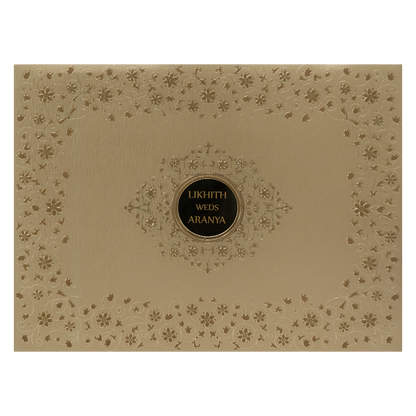 Gold Floral Round Padded Wedding Card-KSSC20700