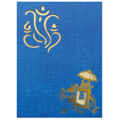 Blue Elephant Invitation Card With Ganesha-KNCM108B