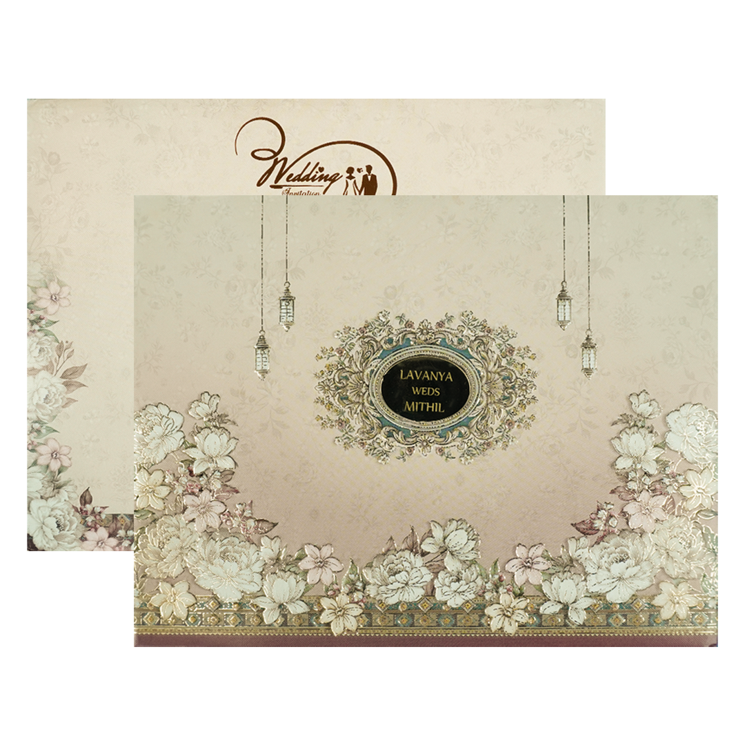 Lantern Floral Padded Wedding Card-KSSC2084