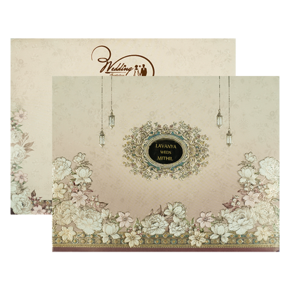 Lantern Floral Padded Wedding Card-KSSC2084