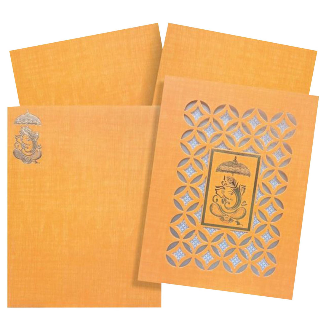 Orange Die Cut Ganesha Invitation