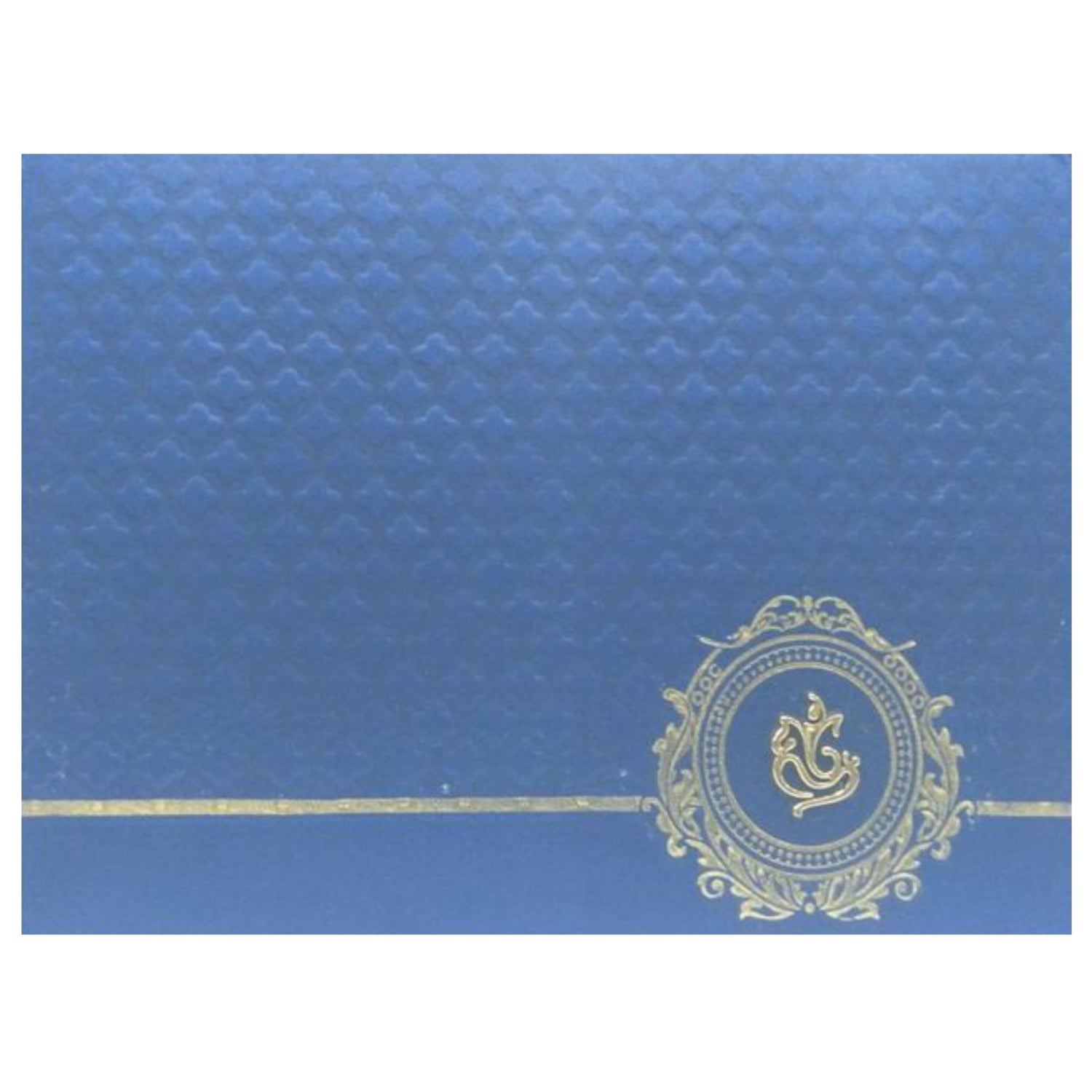Gracious Gold And Blue Shading With Ganesha Theme Padded Wedding Card-KCCT11BP