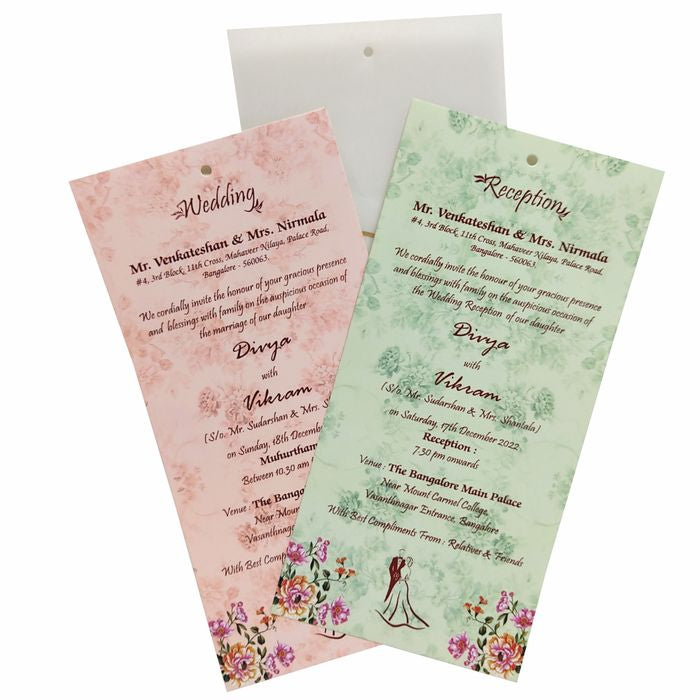 Pink Floral Laser Cut Panache Offset wedding Card-KNP7008P-King of Cards