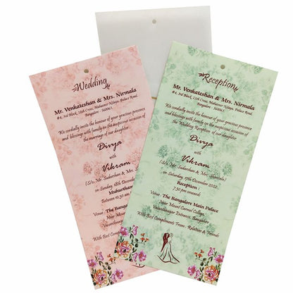 Pink Floral Laser Cut Panache Offset wedding Card-KNP7008P-King of Cards