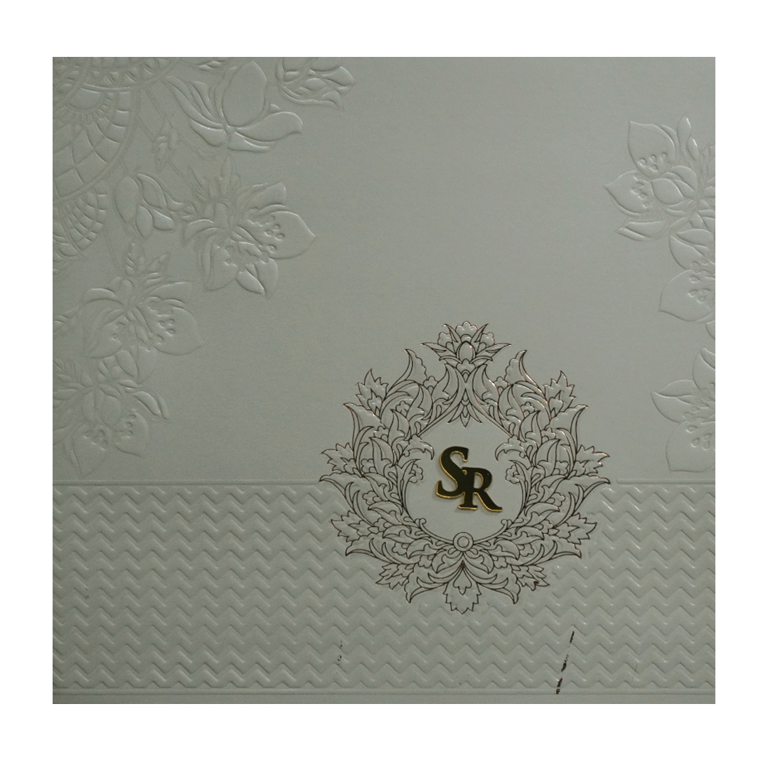 Grey Floral Wedding Card-KPR09030