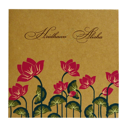 Khaki Brown Lotus Box Wedding Card-King of Cards