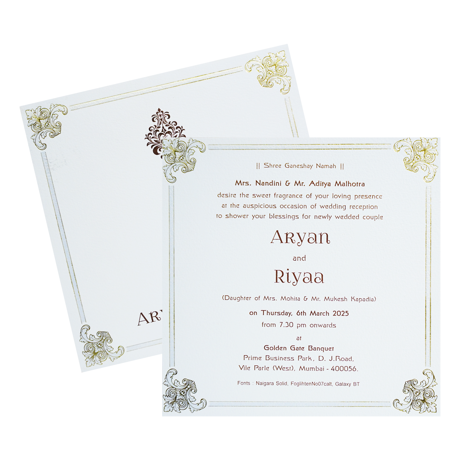 White Floral Border Single Card-KRCS7381