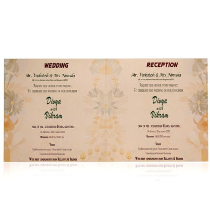 Orange Offset Floral Wedding Card With Name Plate and Gold Foiling-KNBY5405-King of Cards