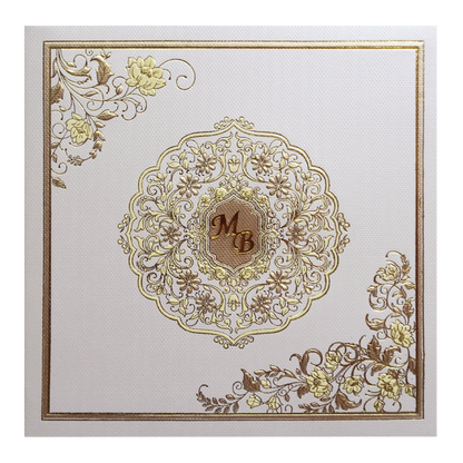Ivory Golden Floral Wedding Card-King of Cards