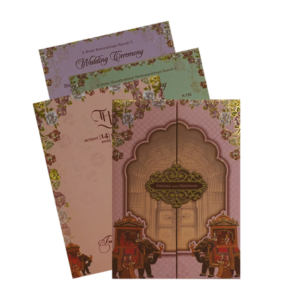 Peachy Pink Padded Wedding Card-King of Cards