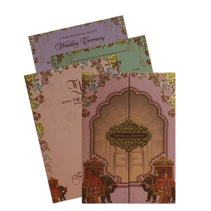 Make your event special with our exclusive Peachy Pink Padded Wedding Card Order now! ?WhatsApp Support ?Express Delivery.