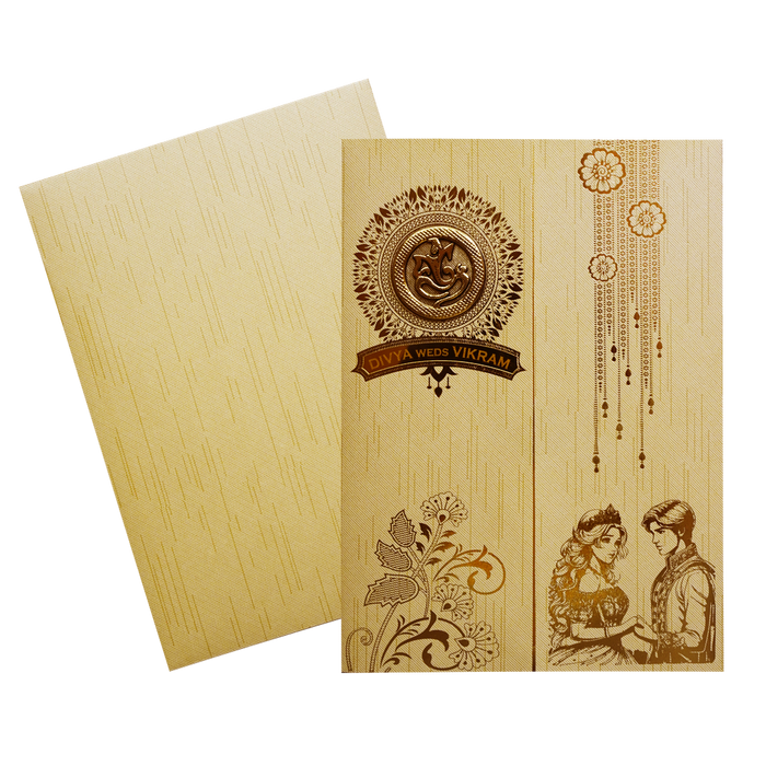 Cream Textured Door-Style Invitation Card-King of Cards