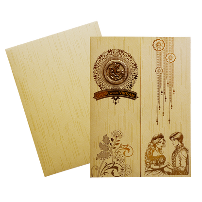 Cream Textured Door-Style Invitation Card-King of Cards