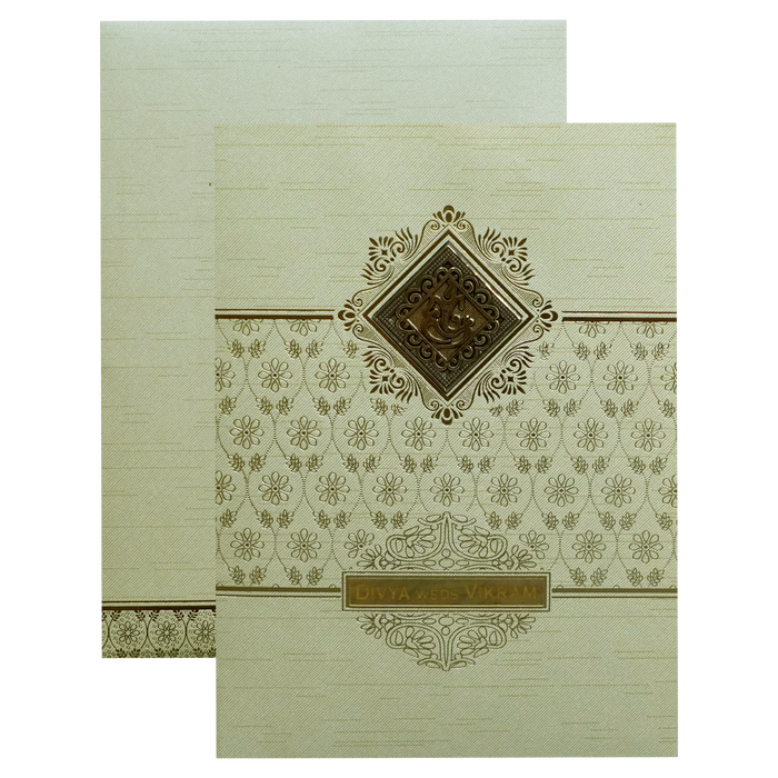 Pista Green Ganesha Nameplate Wedding Card-King of Cards