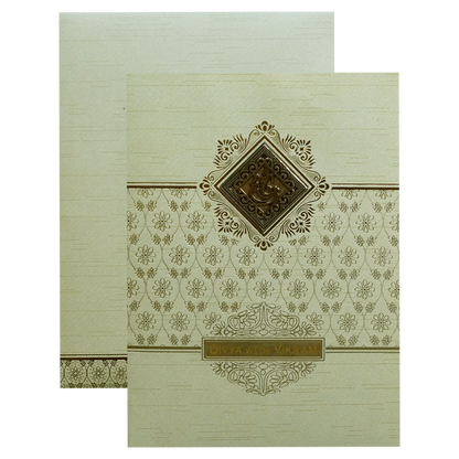 Pista Green Ganesha Nameplate Wedding Card-King of Cards