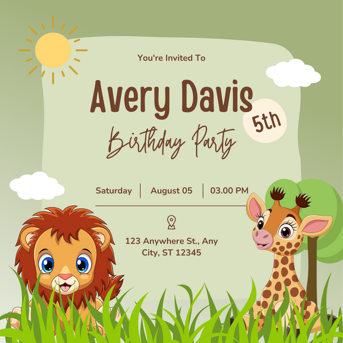 Green Vibrant Animal Invitation-AAANI002