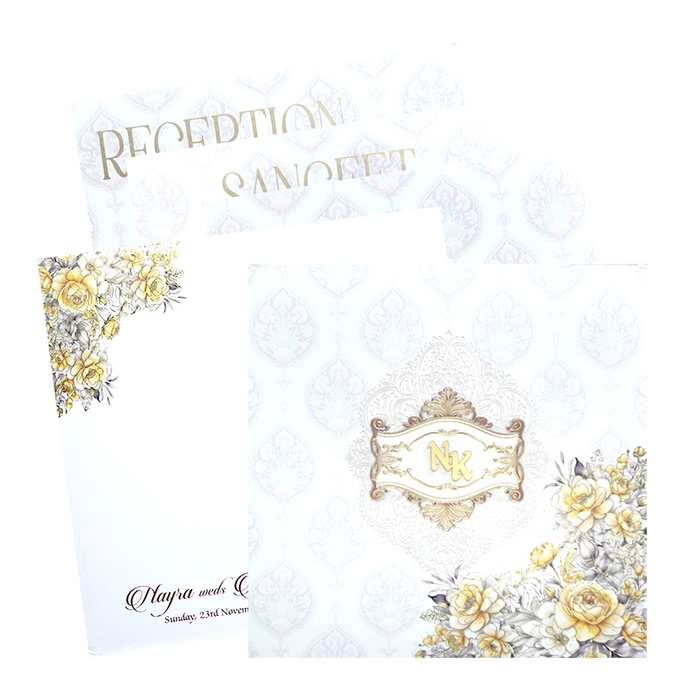 Cream Padded Gold Foiled Premium Invitation-King of Cards