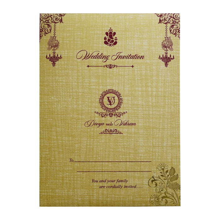 Mustard Yellow Door Style Wedding Card-King of Cards