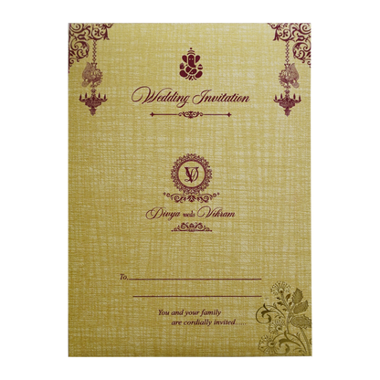 Mustard Yellow Door Style Wedding Card-King of Cards